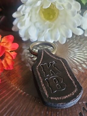 RESERVED Hand Crafted Tooled Genuine Leather KeyChainCUSTOM Order Bella's MOM